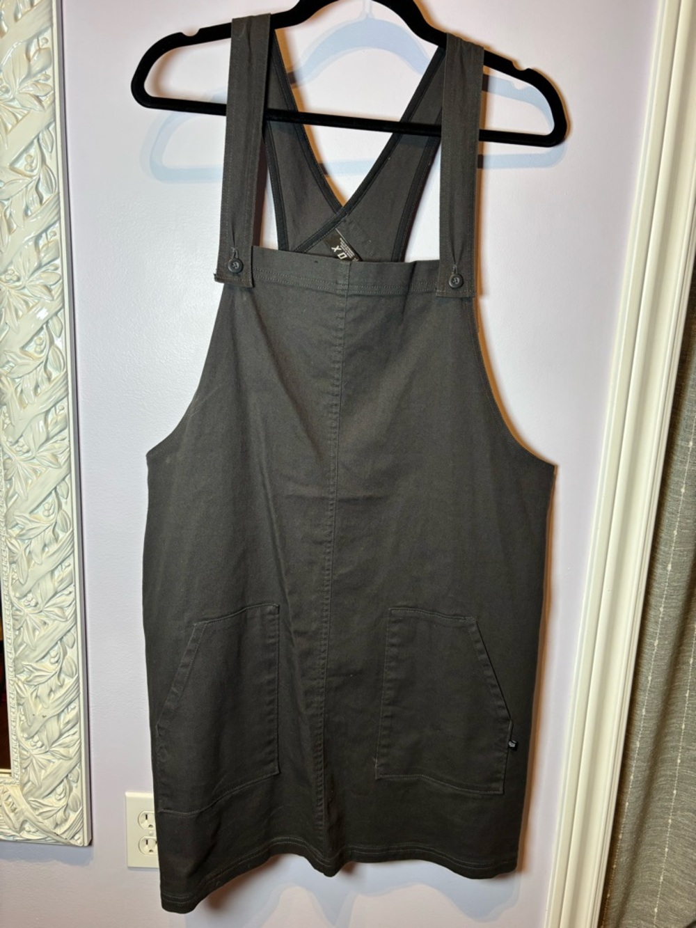 Fox Cotton Denim Casual Overall dress in Grey Size XL